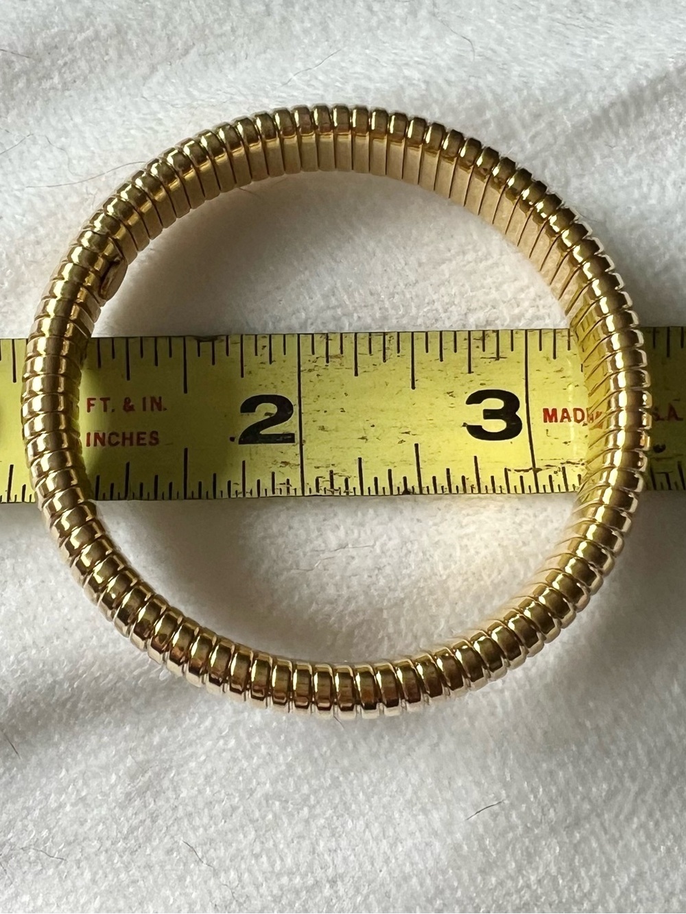 Gold Ribbed Bangle Bracelet - Picture 3 of 6